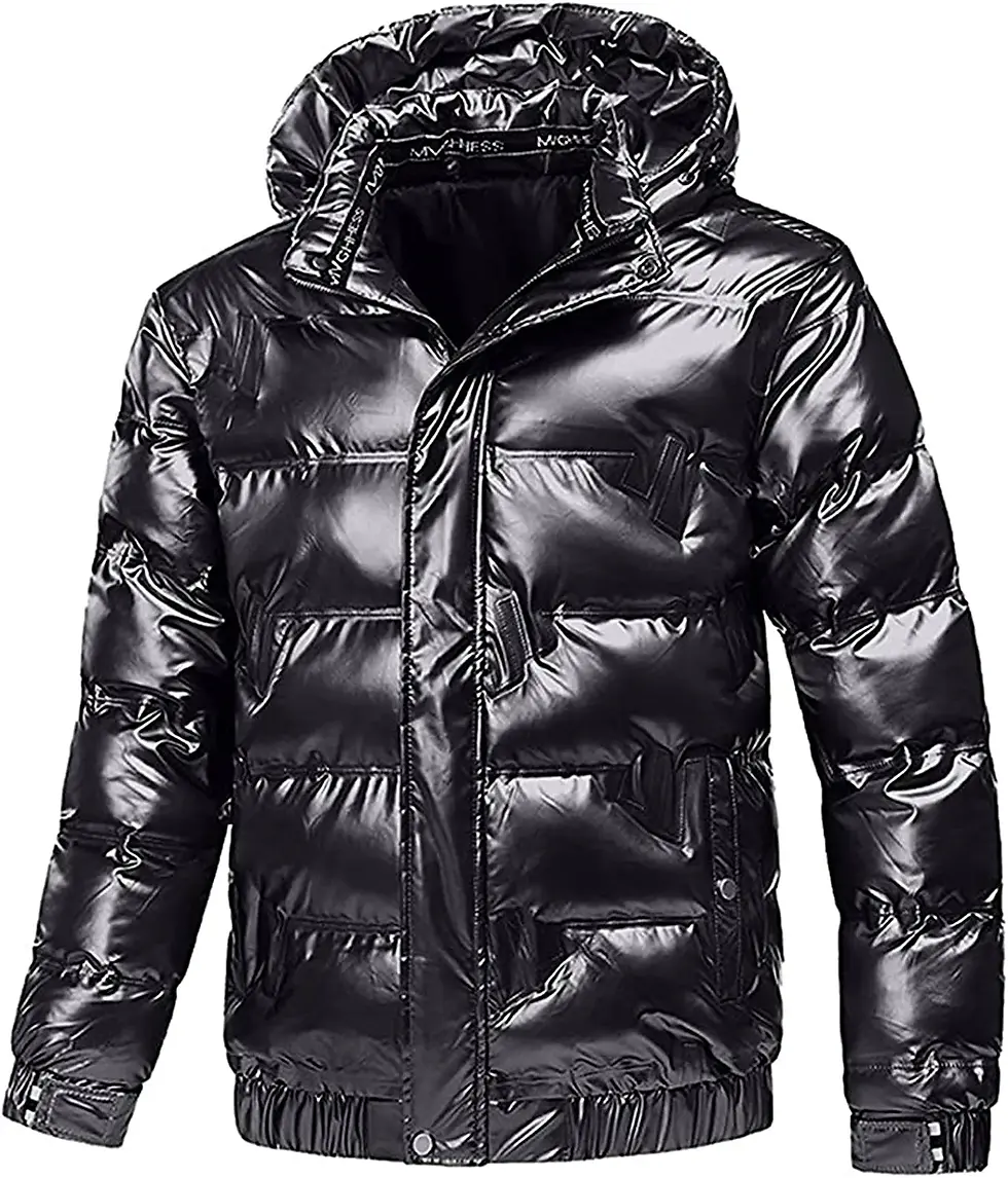 Thumbnail: Winter Warm Men Puffer Coat with Fur Hood,Shiny Hooded Reflective Padded Coat P