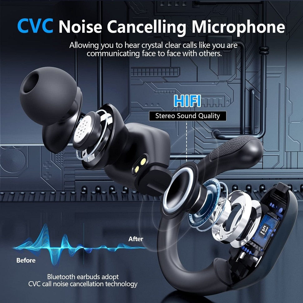Миниатюра: Bluetooth 5.3 Earphones True Wireless Headphones with Mic Button Control Noise 