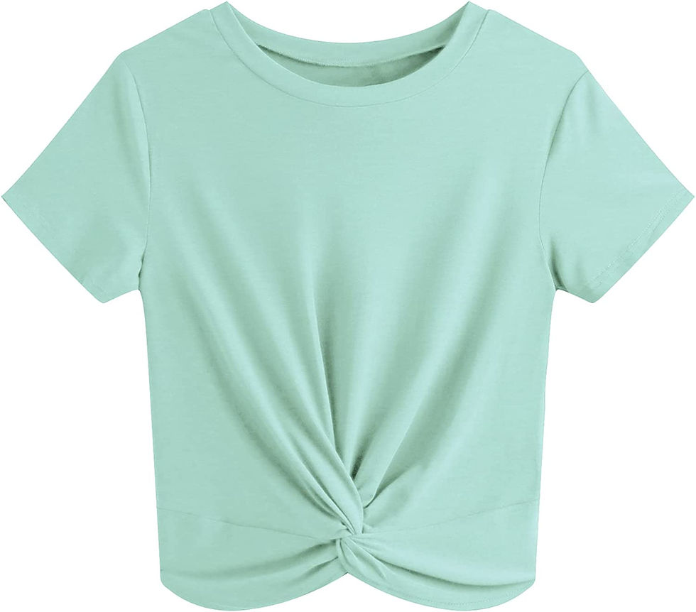 Thumbnail: JINKESI Women's Summer Causal Short Sleeve Blouse Round Neck Crop Tops Twist Fr