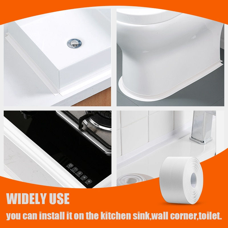 Thumbnail: PVC Waterproof Wall Sticker Self Adhesive Sink Stove Crack Strip Kitchen Bathro