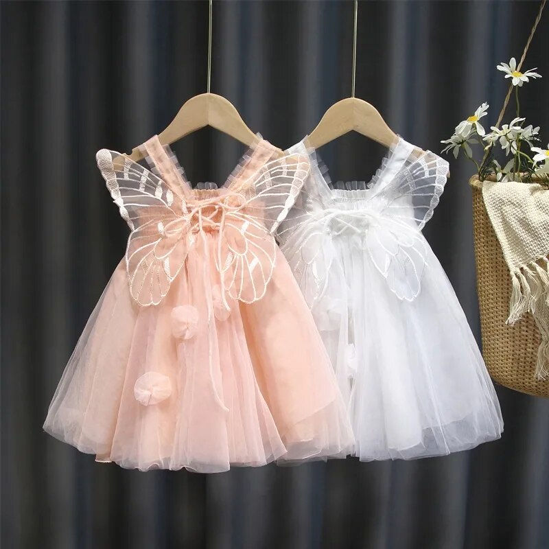 Miniaturbild: Baby Girl's Dress Summer Pink Cute Suspenders + Wings European American Style E