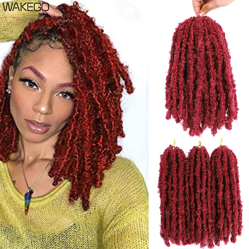 Thumbnail: Wakego Handmade Butterfly Locs Hair Pre Looped Short Bob Locs Distressed Locs C