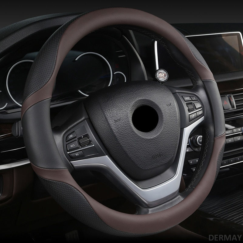 Miniatura: DERMAY 6Colors Car Steering Wheel Cover micro fiber Leather M size fit 96% Cars