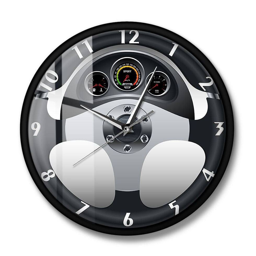Thumbnail: Sport Car Steering Wheel and Dashboard Automobile Drive Auto Style Wall Watch
