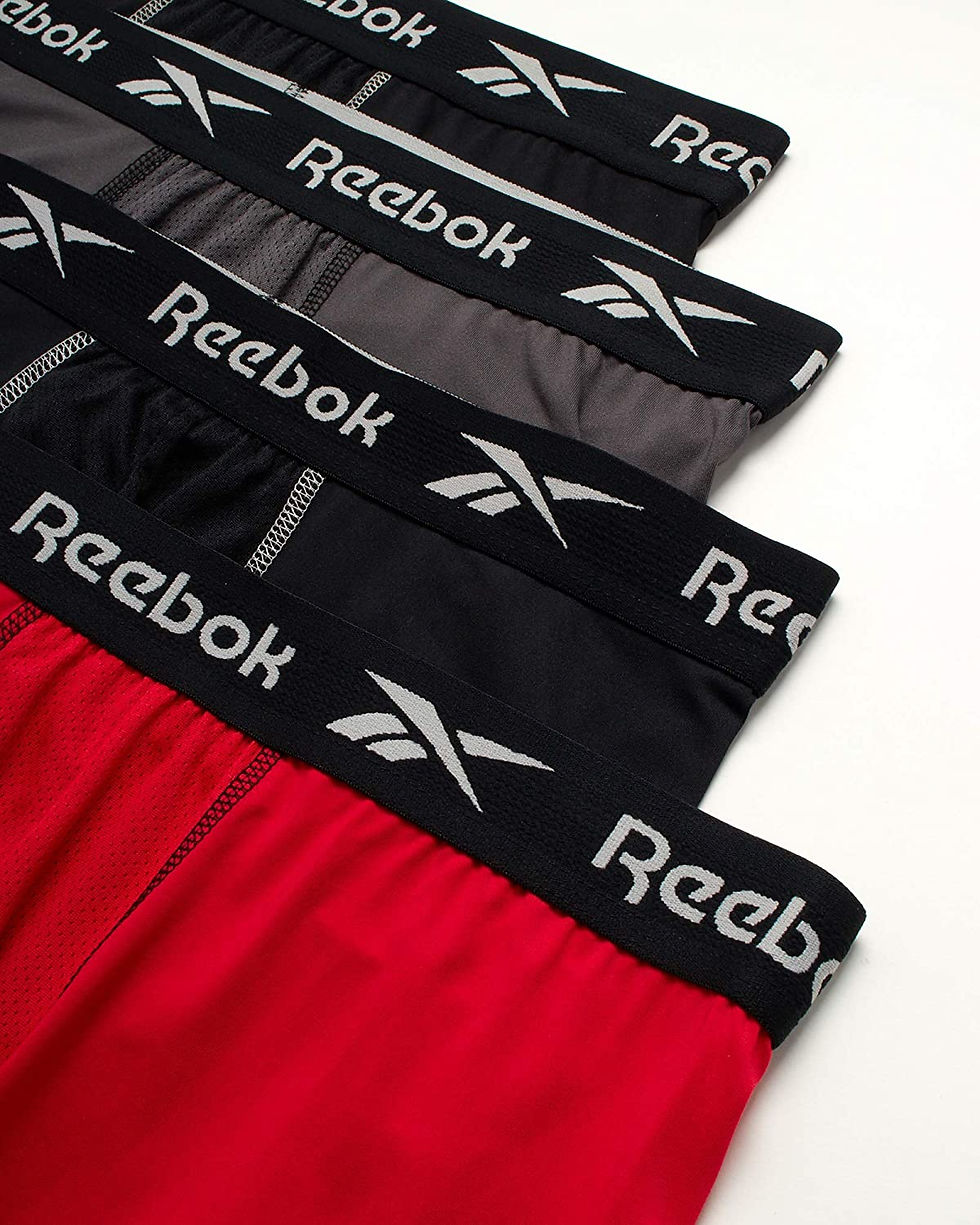 Thumbnail: Reebok Men's Underwear - Performance Boxer Briefs with Fly Pouch (4 Pack)