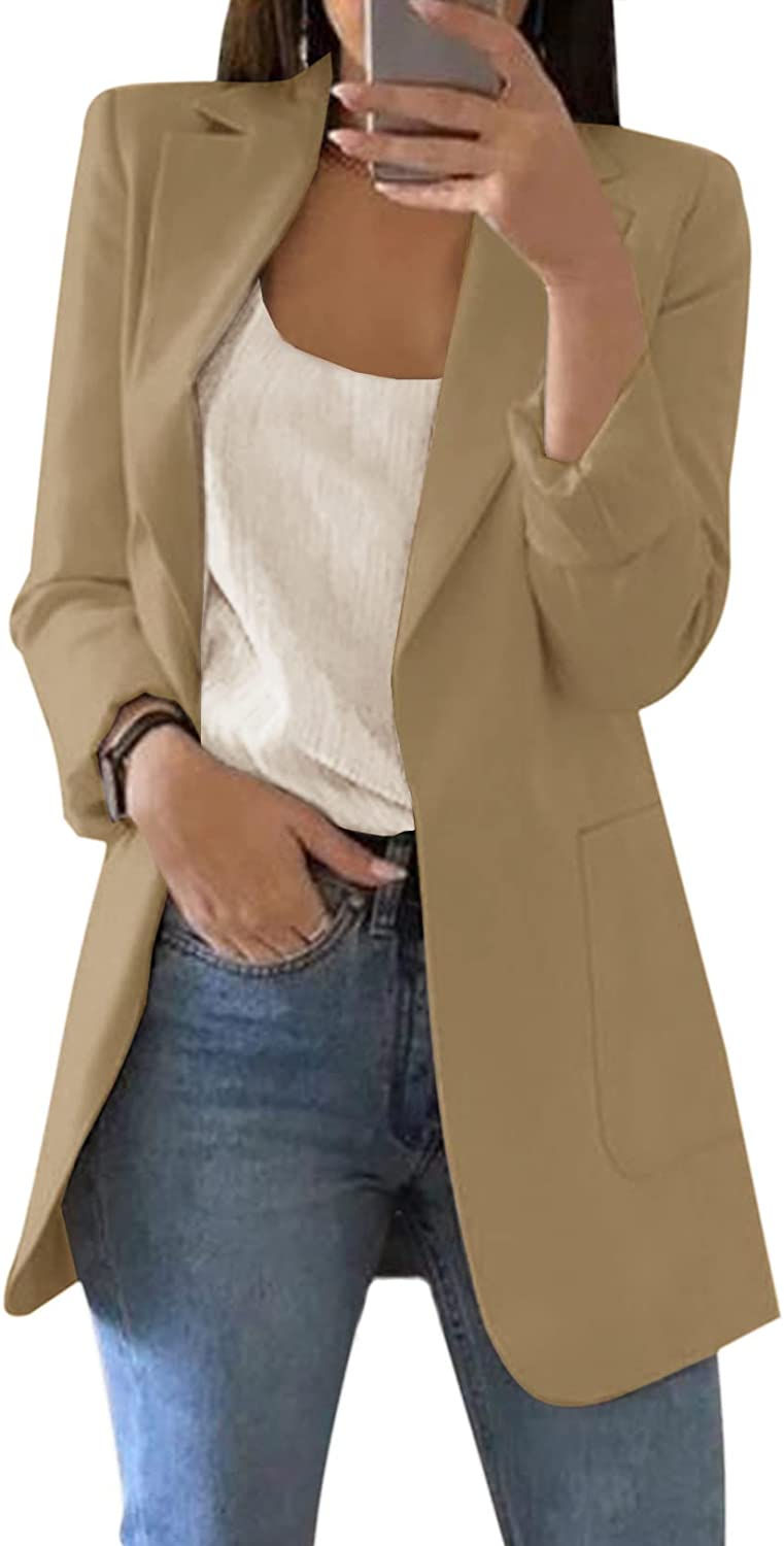 Thumbnail: Dazosue Womens Casual Blazer Open Front Long Sleeve OL Work Jackets with Pockets