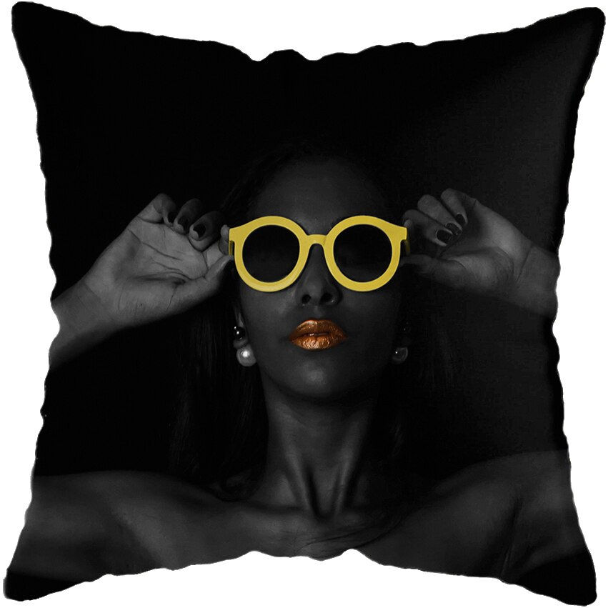 Miniature : 45*45CM Modern Living Room Black Gold African Lady Woman Style Look Art Deco So