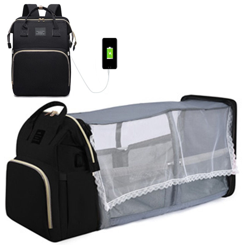 Miniature : Folding Mommy Bag Lightweight Portable Folding Crib Bed Large-capacity Baby Bac