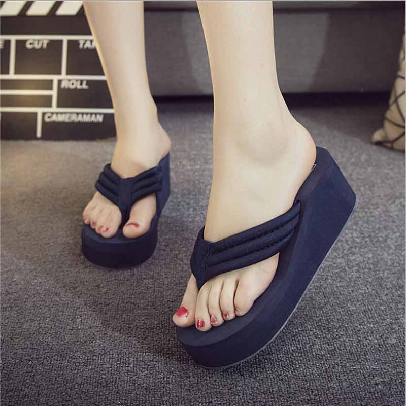 Thumbnail: Summer Sandals Women T-strap Flip Flops Thong Sandals Designer Elastic Band Lad