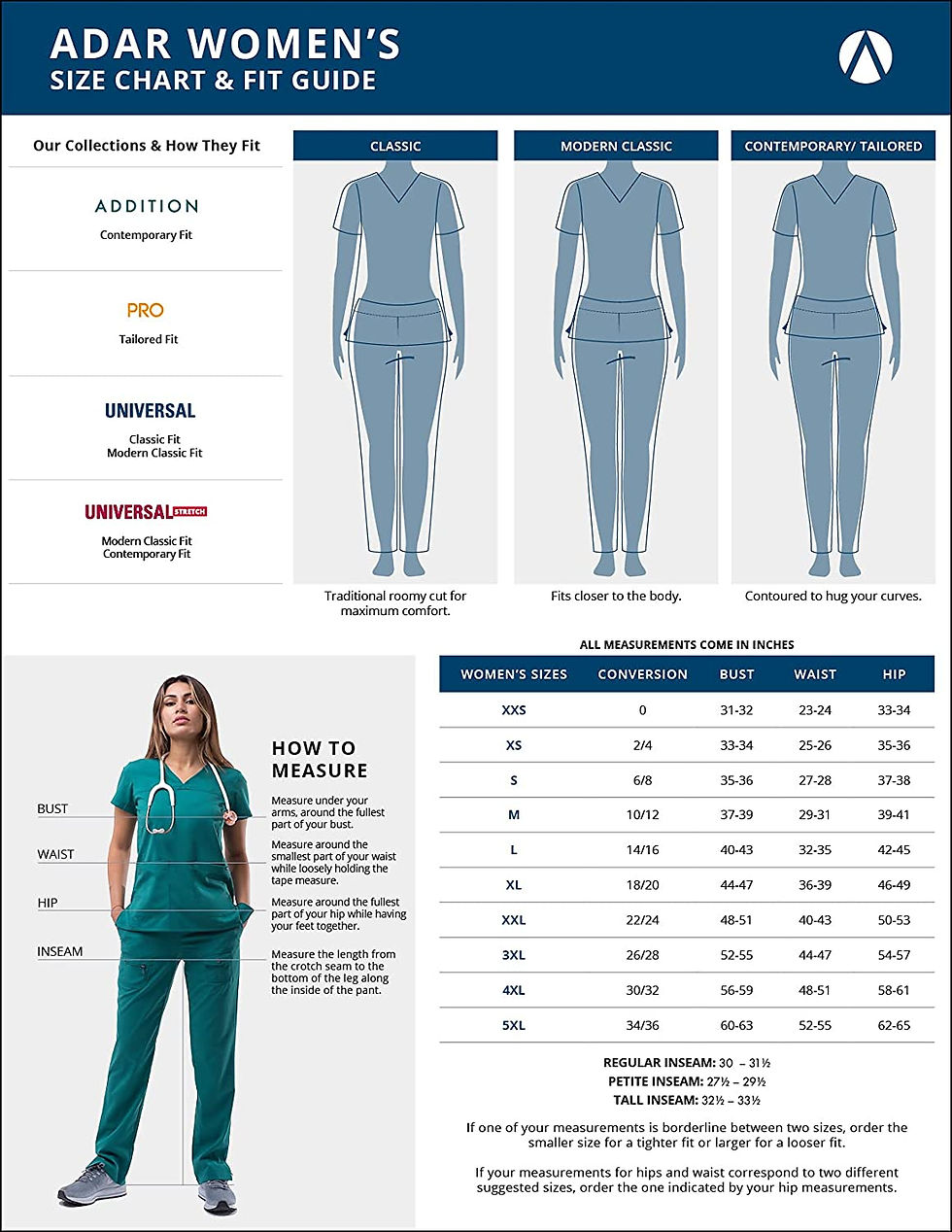 Thumbnail: Adar Pro Core Classic Scrub Set for Women - Tailored V-Neck Scrub Top & Tailore