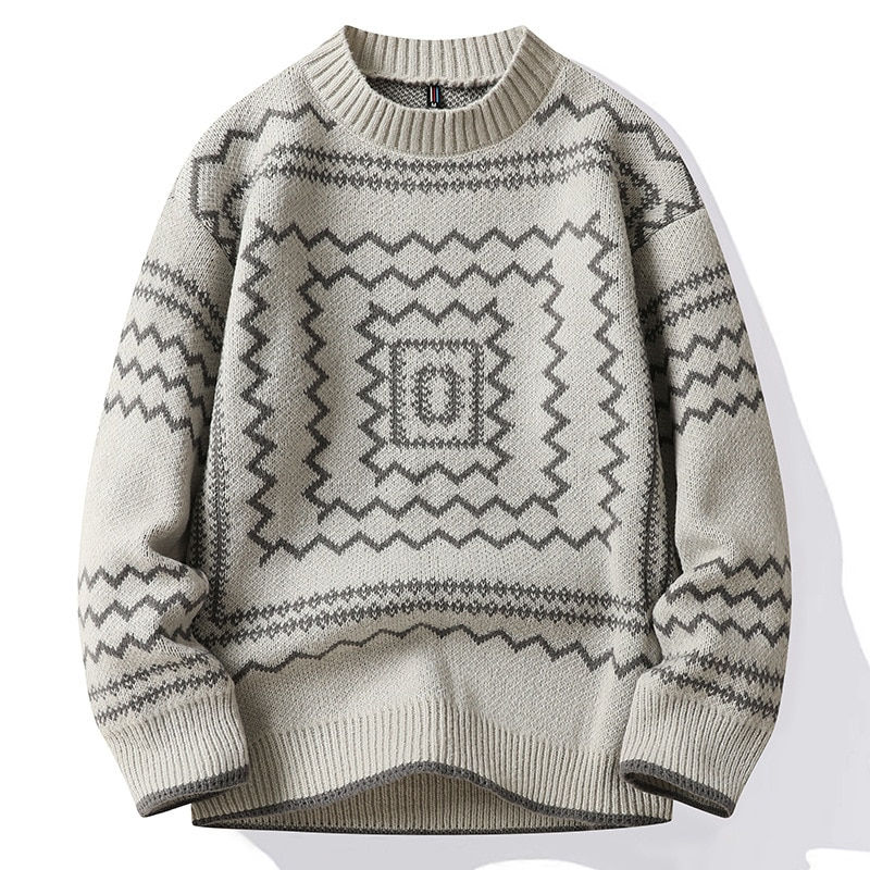 Миниатюра: JFUNCYAutumn Winter Mens Knit Sweater Oversized Men Jumpers  2022 New Fashion C