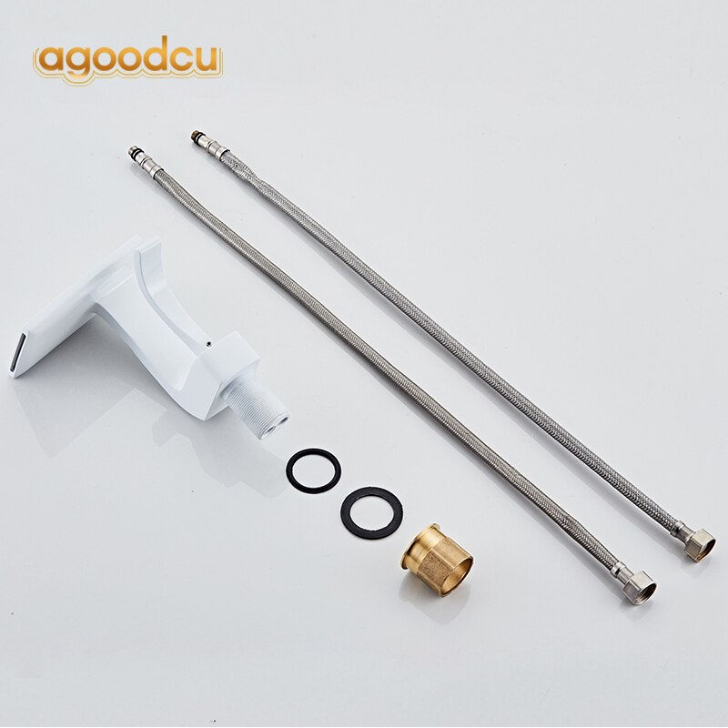Thumbnail: Bathroom Sink Basin Faucet Modern Square Design Waterfall Hot Cold Water Mixer 