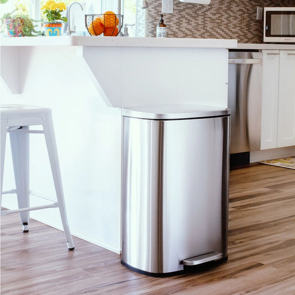 Thumbnail: Rectangular Step Garbage Can 3 Piece Combo, 13.2 Gal , Two 1.3 Gal, Stainless S