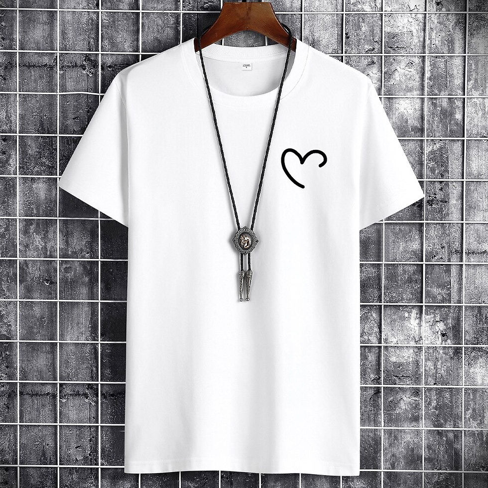 Thumbnail: JFUNCY Oversize Summer Men's Cotton Tee Shirts Men Casual T-shirt Simple Love H