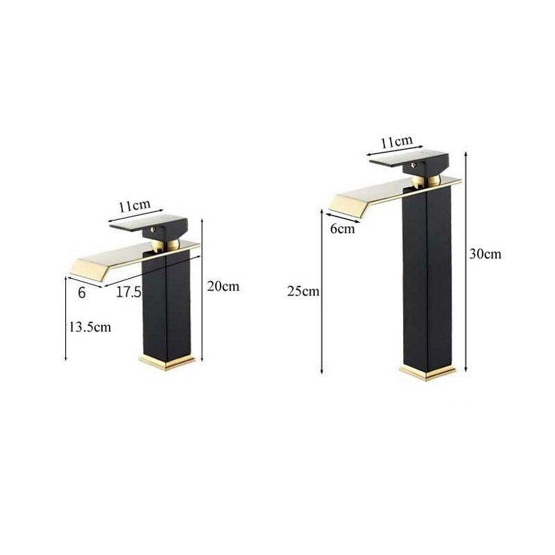 Thumbnail: Waterfall Basin Faucet Deck Mounted Bathroom Sink Tap Black Gold Cold and Hot W