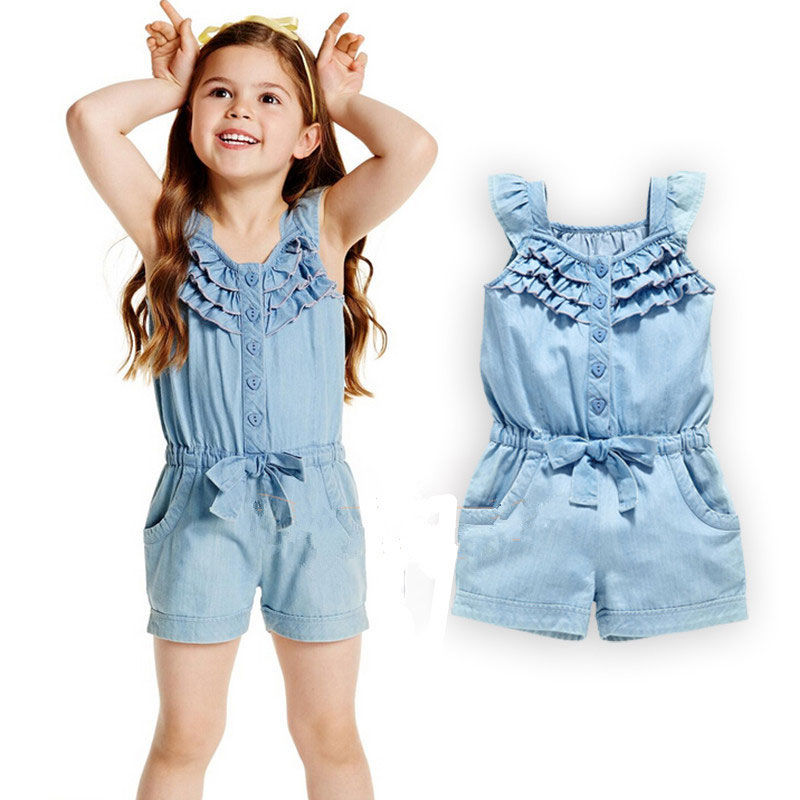Thumbnail: Summer Toddler Girls Kids Floral Overall Sleeveless Romper Jumpsuit Playsuit Dr