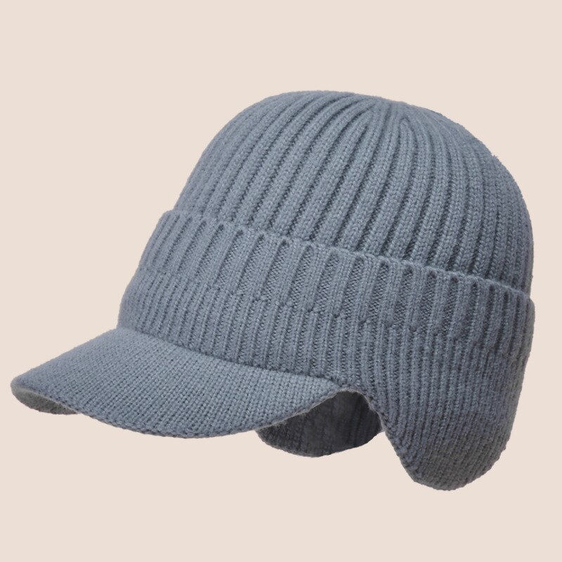 Thumbnail: Men Winter Knitted Hat Outdoor Cycling Ear Protection Warmth Peaked Cap Casual 