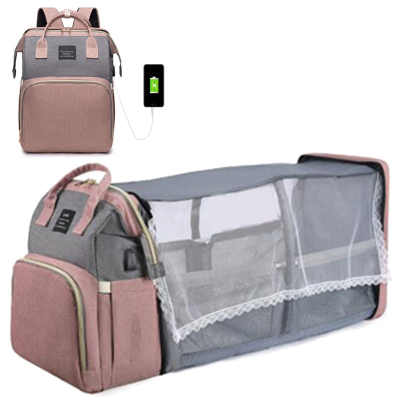 Miniature : Folding Mommy Bag Lightweight Portable Folding Crib Bed Large-capacity Baby Bac