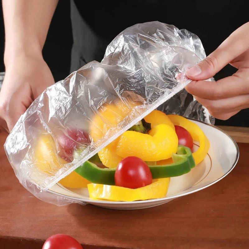 Миниатюра: 100pcs Disposable Food Cover kithchen Refrigerator fruit food Stretch Leftovers
