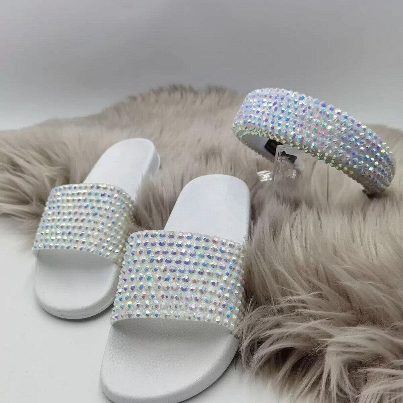 Miniatura: Fashion Women Slippers Shiny Diamonds Pink Slippers Bag Set Matching Blingbing 