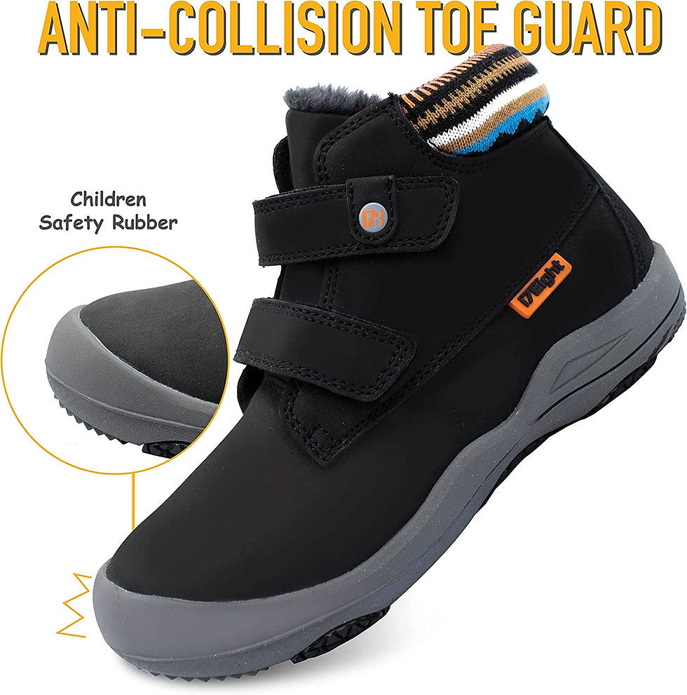 Miniature : i78 Kids Boys Hiking Winter Fur Snow Shoes Mid Ankle Boots For Outdoor Trekking