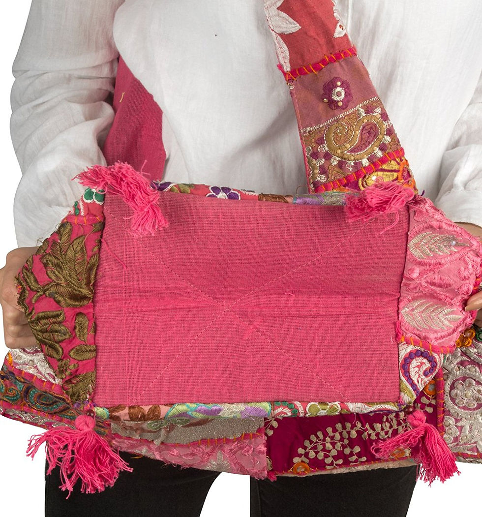 Thumbnail: Tribe Azure Pink Women Fashion Hobo Floral Shoulder Bag Monk Style Canvas Sling