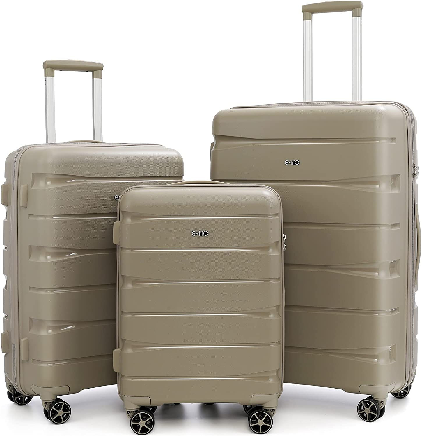 COOLIFE luggage Expandable(only 28”) suitcase 3 piece set PP material with TS