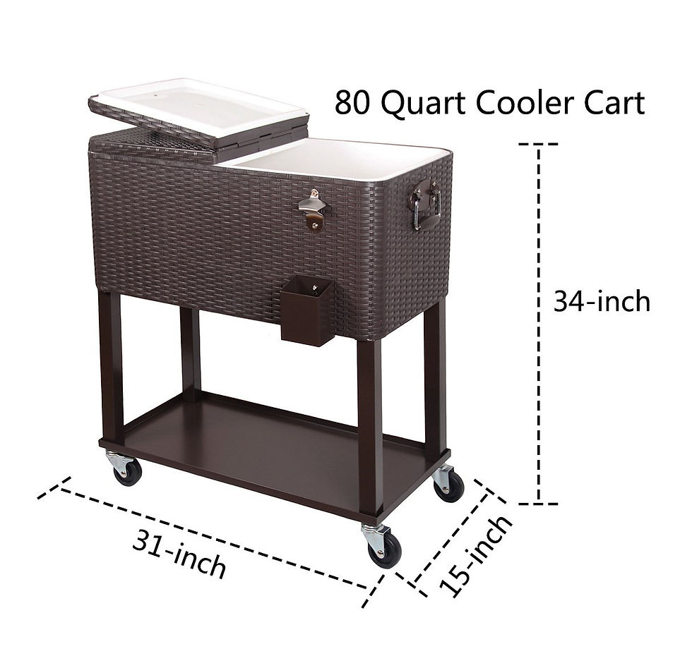 Miniature : Zimtown 80 Quart Rattan Rolling Cooler Cart Ice Beer Beverage Chest on Wheels w