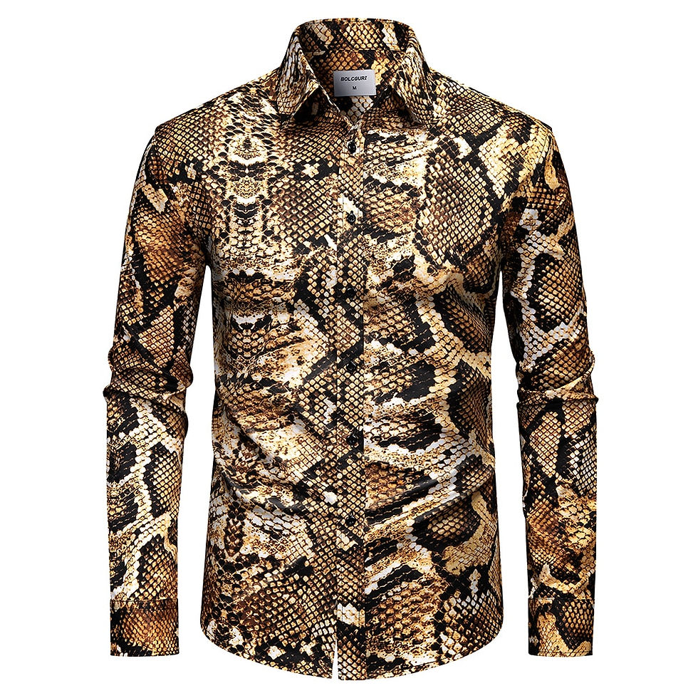 Thumbnail: Leopard Fashion Men Shirts Luxury Atmosphere Long Sleeve Shirt Night Shop Slim 
