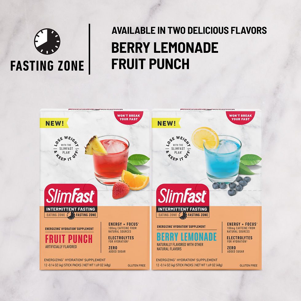Miniature : SlimFast, Intermittent Fasting Energizing Hydration Drink Mix, Fruit Punch, 12 