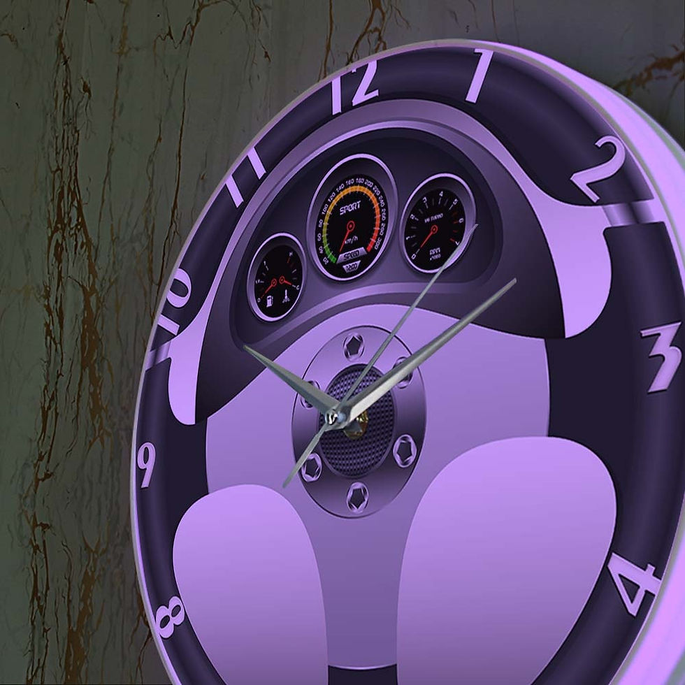 Thumbnail: Sport Car Steering Wheel and Dashboard Automobile Drive Auto Style Wall Watch