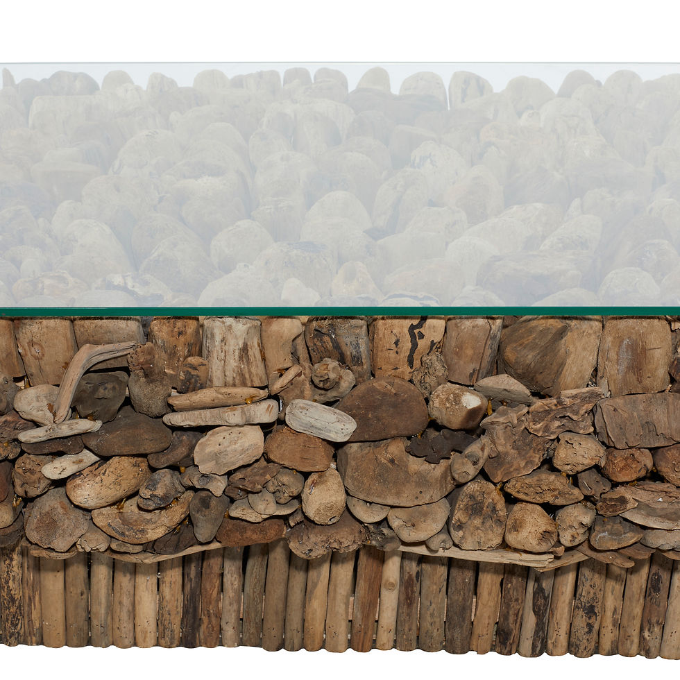 Miniaturbild: DecMode 49" x 17" Brown Driftwood Handmade Collage and Pedestal Base Coffee Tab