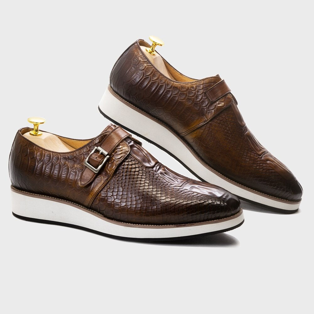 Mens Casual Shoes Genuine Leather Crocodile Pattern Classic Shoe for Men Leathe