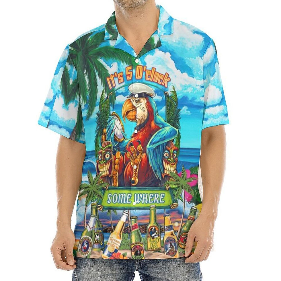 Thumbnail: New Hawaiian Men's Beach Summer Outdoor Vintage Shirts Cartoon Parrots Funny Sh