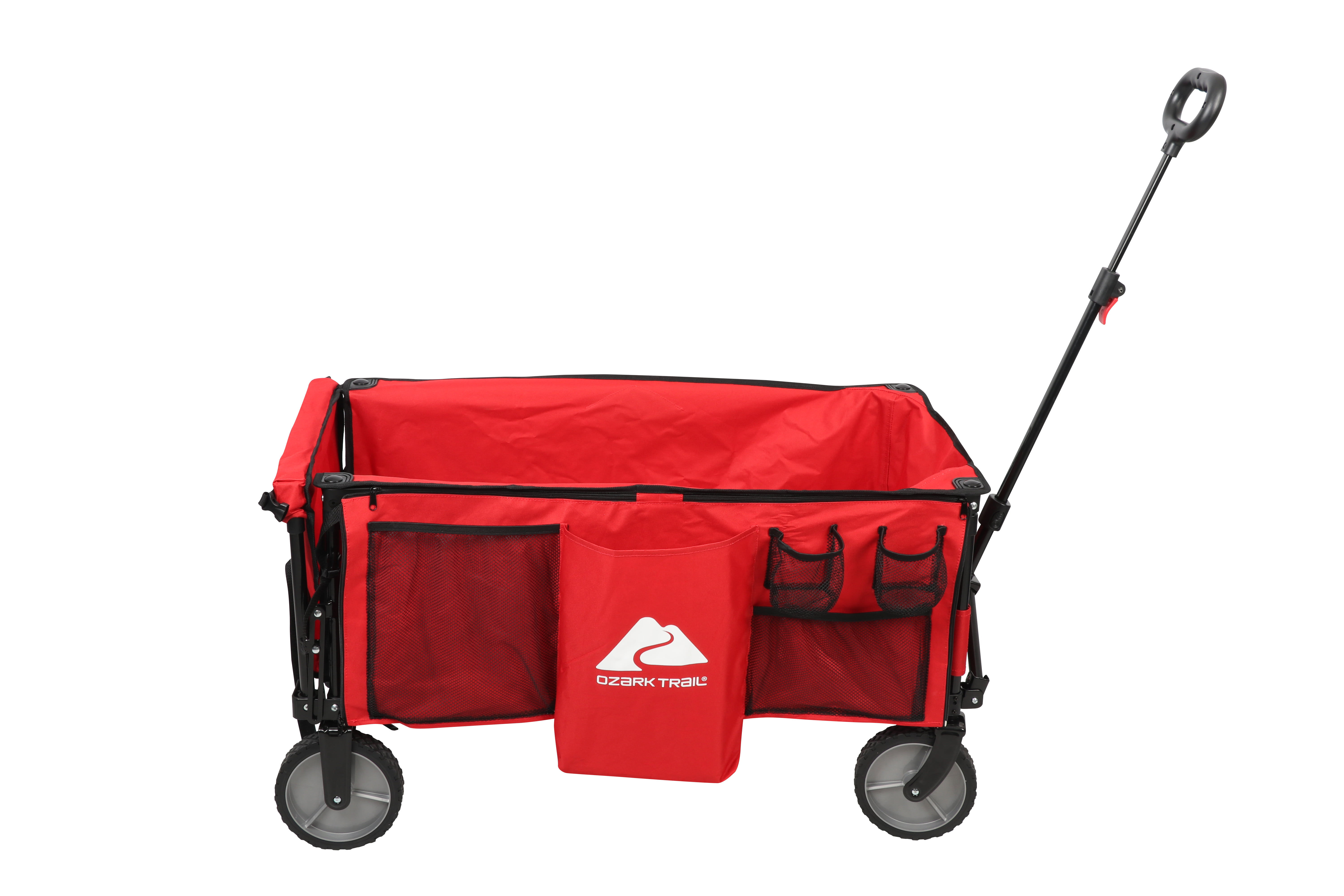 Ozark Trail Camping Utility Wagon with Tailgate & Extension Handle, Red