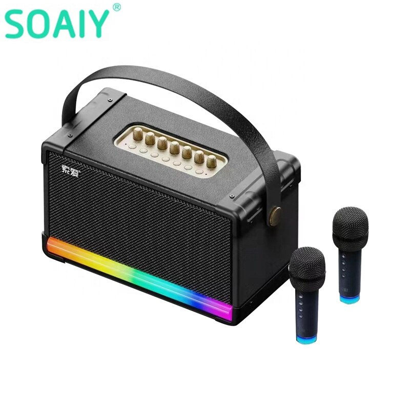 Miniature : SOAIY 80W Live Karaoke Bluetooth Speaker Wireless Mic High Power Subwoofer Port