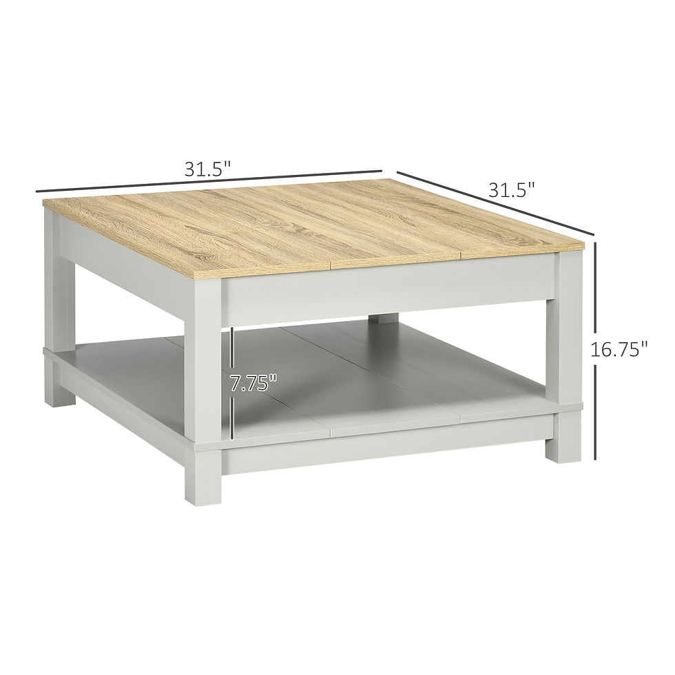 Miniature : HOMCOM Coffee Table with Storage Shelf, Square Center Table with Thick Tabletop