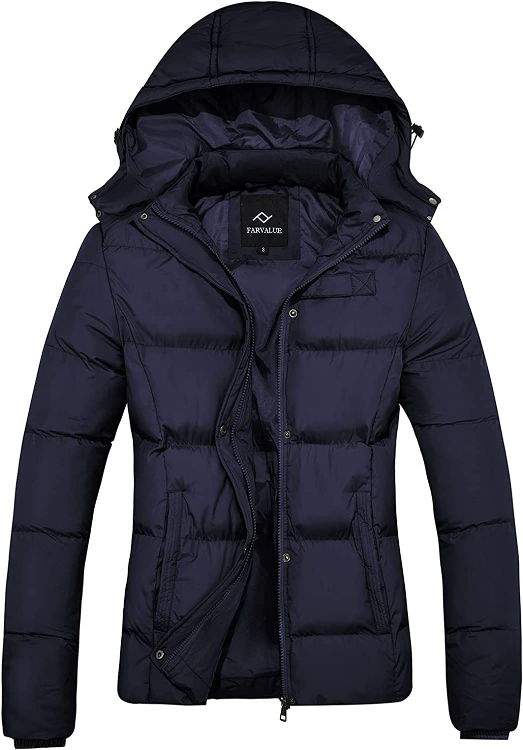 FARVALUE Women's Winter Coat Thicken Puffer Jacket Warm Bubble Coat with Remova