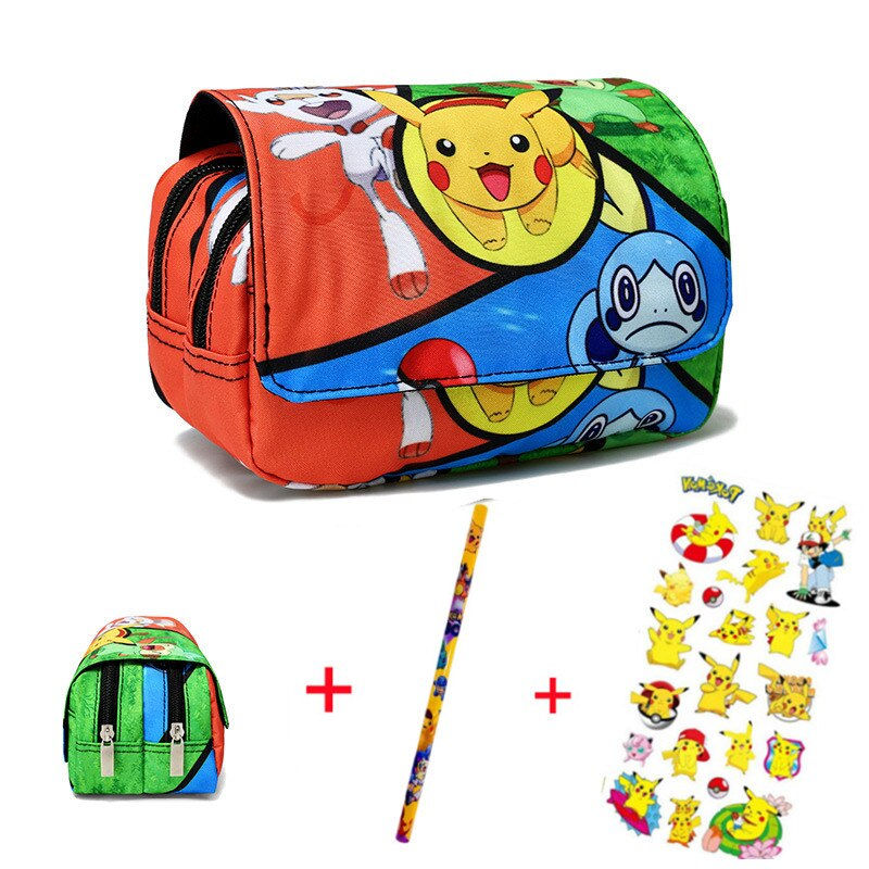 Thumbnail: Pokemon Pikachu Pencill Case Set School Cartoon Black Pen Bag School Supplies S