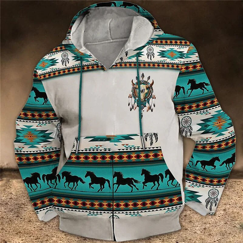 Thumbnail: Harajuku Men's Hoodie Winter Sweatshirt Ethnic Wind Long-sleeved Oversized Stre