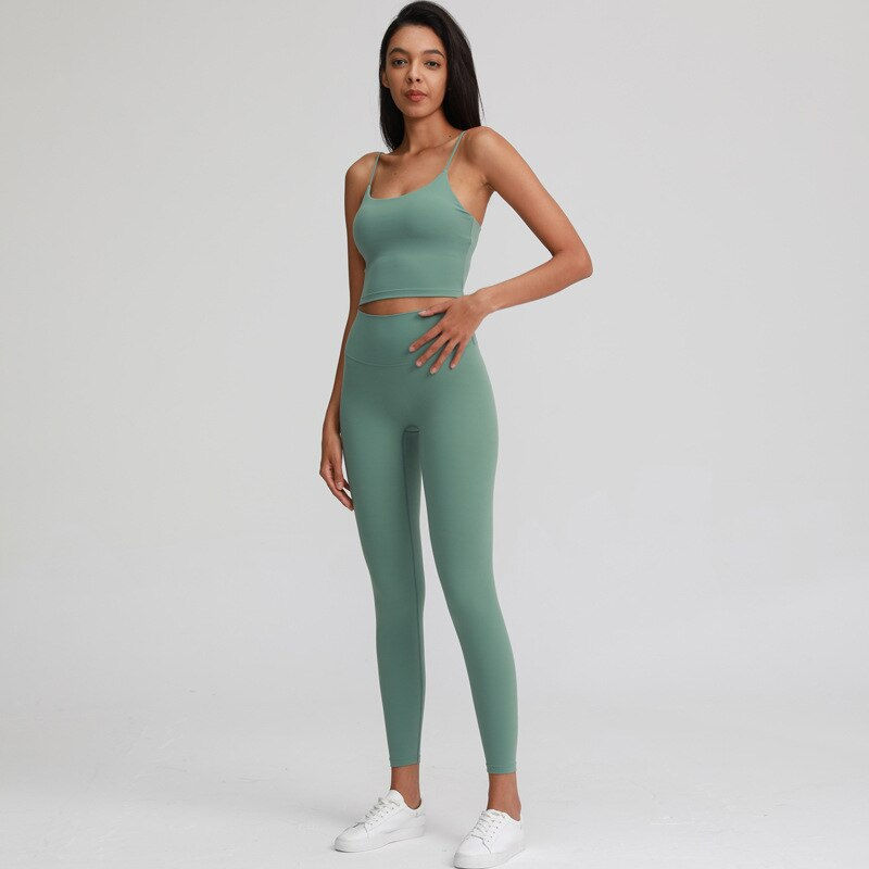 Thumbnail: Naked Feel Yoga Set Women Sport Suit Gym Clothing Workout Set 2PCS High Waist F