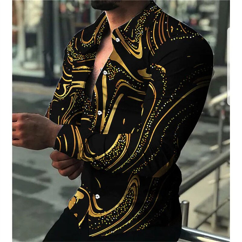 Thumbnail: Fashion Prom Party Nightclub New Designer Hawaiian Tops Geometric Colorful Long