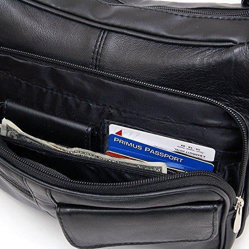 الصورة المصغرة: Women's Leather Organizer Purse Shoulder Bag Multiple Pockets Cross Body Handbag