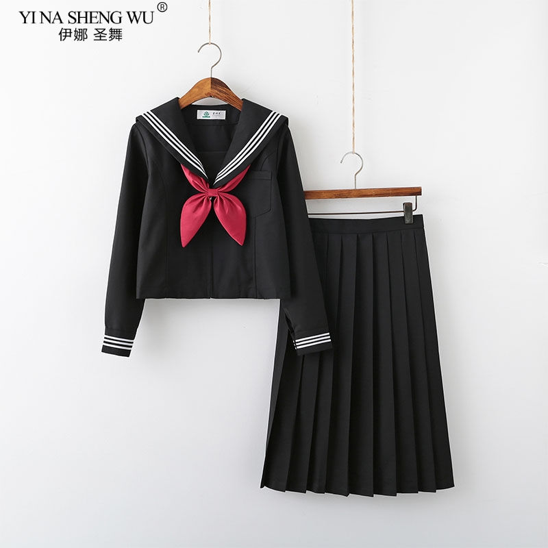 Thumbnail: Black White JK Uniform Summer Short/long Sleeve Japanese School Uniforms Girls 