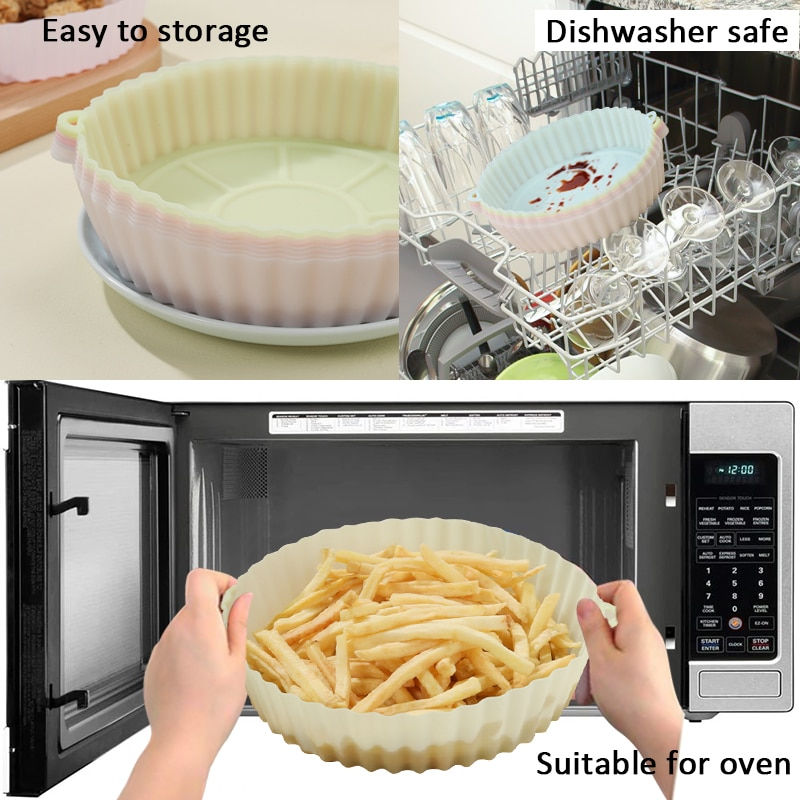 Miniature : Silicone Air Fryers Liners Reusable Air Fryers Oven Baking Tray Pizza Fried Chi