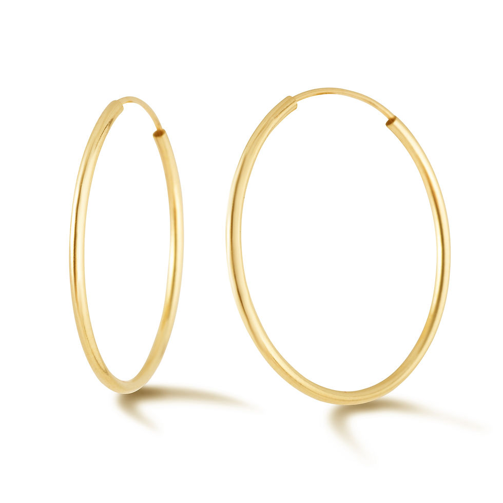 Thumbnail: 14k Yellow Gold Women's Endless Tube Hoop Earrings 1mm Thick x 20mm Diameter
