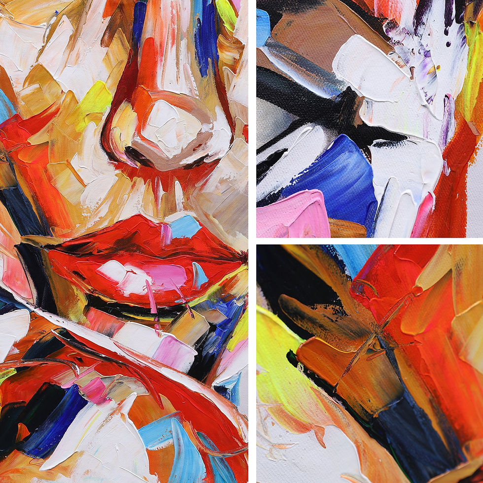 Miniaturbild: Abstract Hand Painted Palette Knife Portrait Woman Face Oil Paintings On Canvas