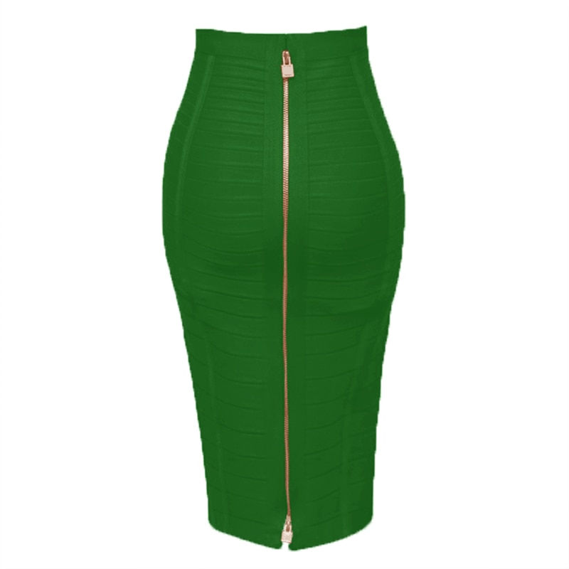 Thumbnail: Plus Size XL XXL Women Summer Sexy Zipper Green Bandage Skirt Pencil Skirt