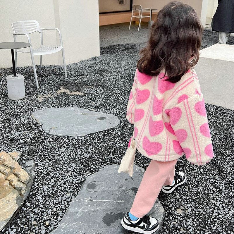Thumbnail: Fashion Winter Baby Girls Lovely Pink Warmth Cashmere Fleece Full Zip Jackets K
