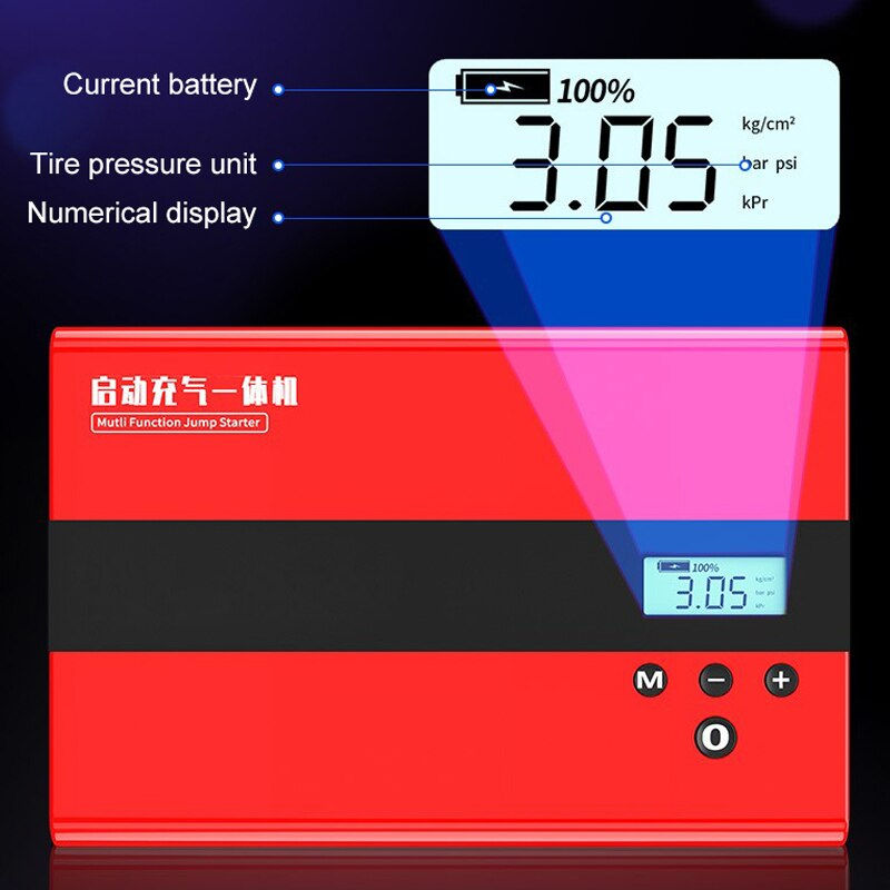 الصورة المصغرة: 2 In 1 Car Jump Starter Power Bank Air Compressor Inflator Pump 29800mAh Portab
